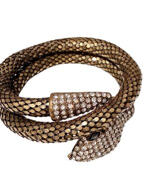 Snake Gold Silver Tone Stretch Bracelet